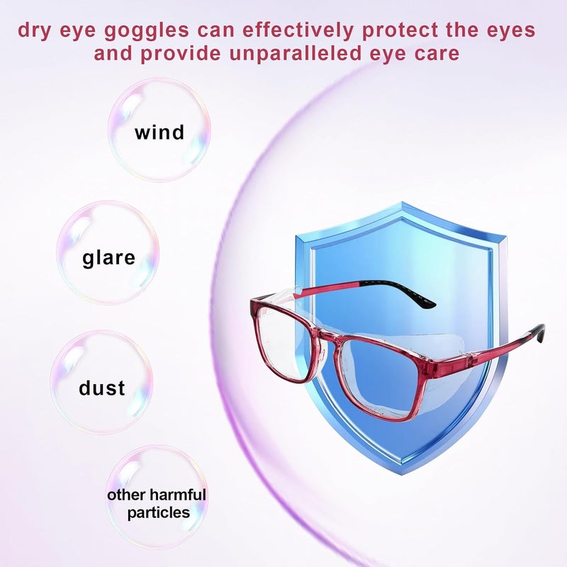 FDFuZhao Hydrating Dry Eyes Glasses Kits with Extended Silicone Moisture Chambers, Eye Protection Safety Glasses for UV Blue Light Blocking, Anti-fog, Aviod Allergens, Dry Eyes Relief Unisex (Purple) - Image 5